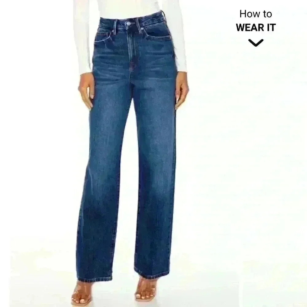 NWT Forever 21 Pinch Waist Loose Fit Relaxed Leg Dark Wash size 26